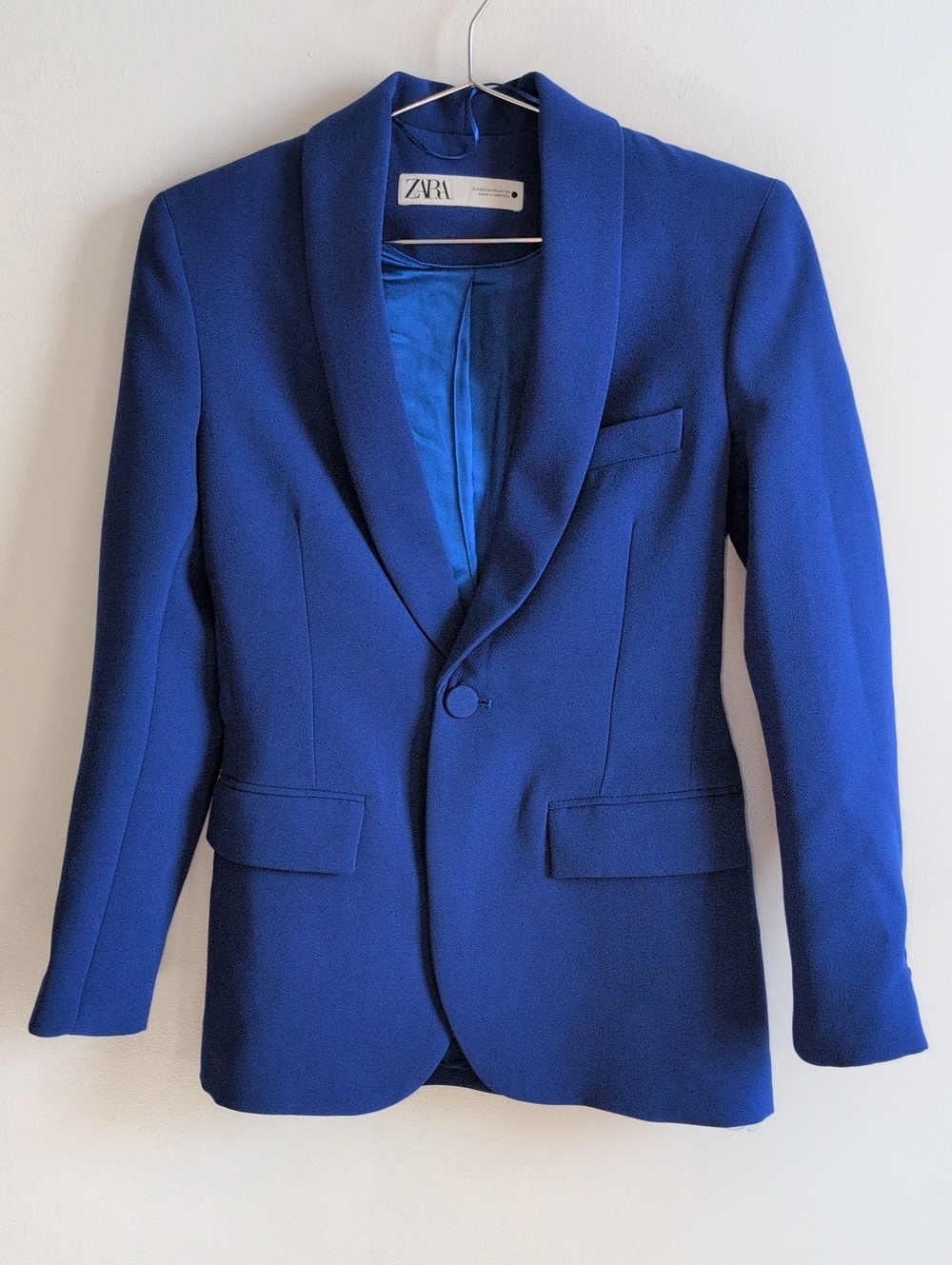 Zara Women's Electric Blue Shawl Collar Blazer